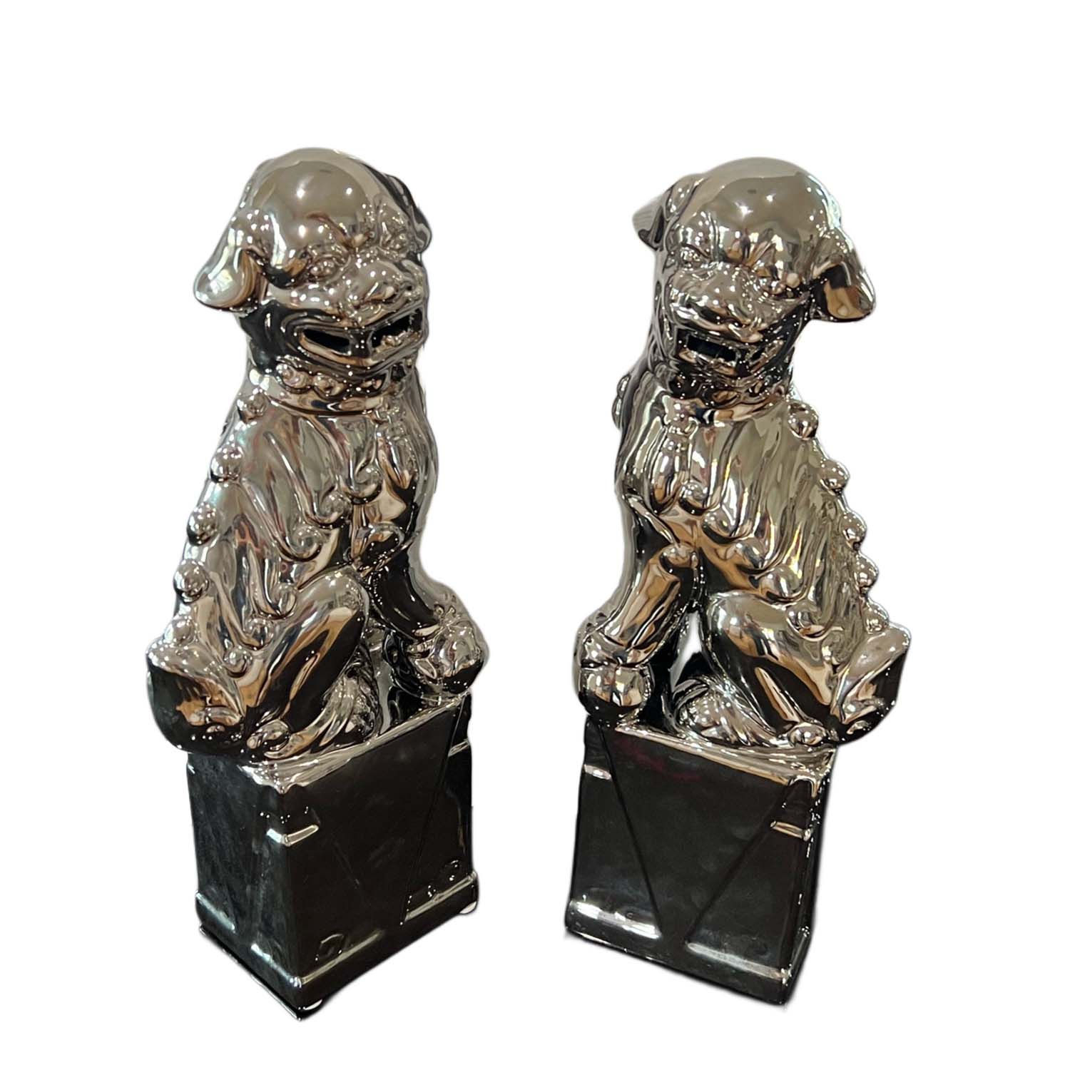Pair of Chrome Foo Dogs, gypsyhousedesign.com